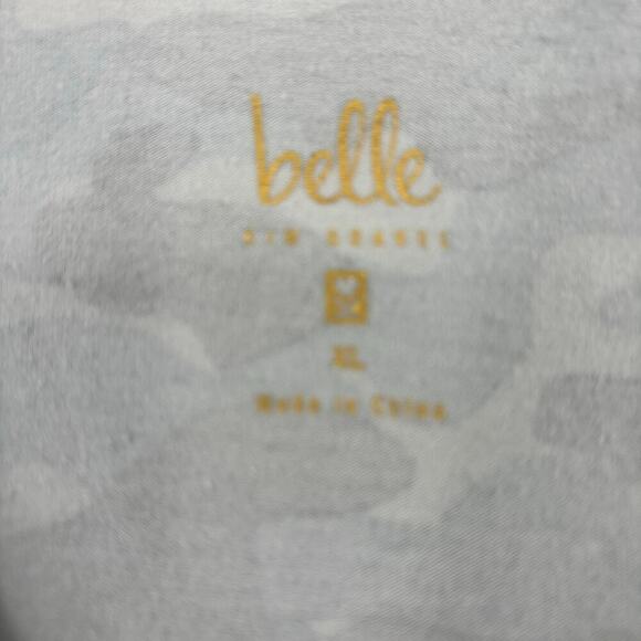 Belle Kim Gravel Pullover Top Size XL Blue Camouflage Zip Neckline Elbow Sleeve - Picture 7 of 10